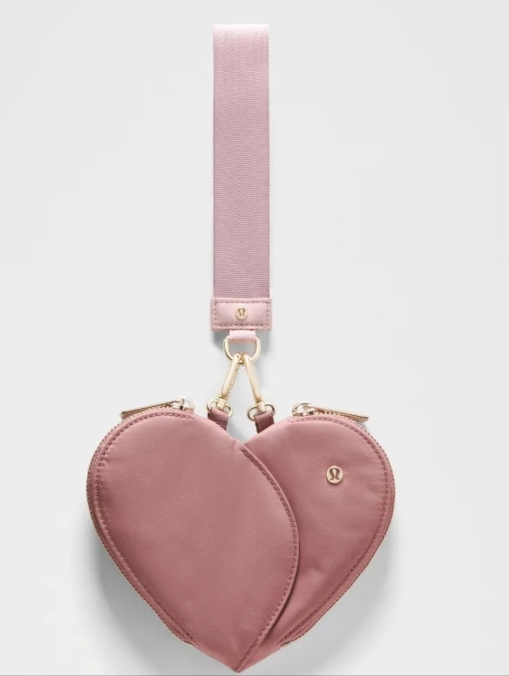 NWT Lululemon Dual Pouch Wristlet *Heart - Spiced Chai/Pink Haze
